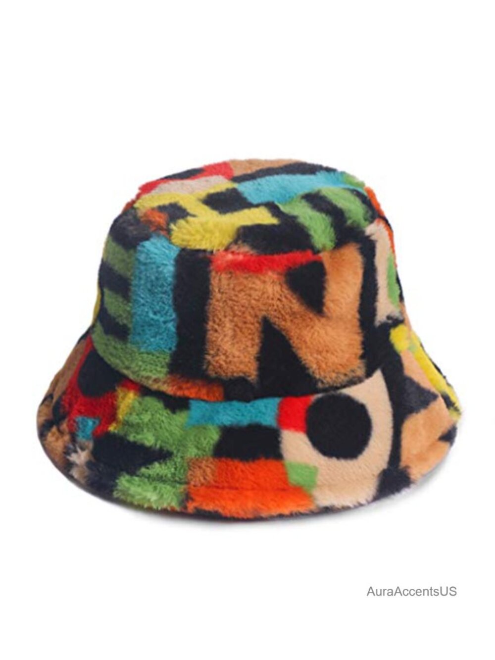 Faux Fur Bucket Hat Fluffy Winter Warmer Fisherman Cap Letter Print